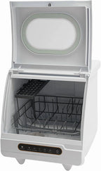 Portable Countertop Dishwasher, 1200W Mini Dishwasher with 12 Water Outlets and 360�� Spraying Cleaning, White Fully Automatic Dishwashing Machine for Homes, Dormitories, Recreational Vehicle