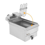 EH102V 110V 110V,3400W 24.9quart/23.6L Stainless Steel Double Cylinder Electric Fryer US Plug, Electric Deep Fryer Frying with 2 Faucets and Lids for Home Use, Adjustable Temperature, Easy to clean