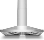 30-inch Wall Mount Range Hood 450CFM - Stainless Steel Kitchen Vent Hood, Ultra Quiet 55dB, Ducted/Ductless Convertible, 3-Speed + LED Light, Dishwasher-Safe Baffle Filters 120V