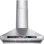 BRANO 30 Inch Wall Mount Range Hood Stainless Steel Hood, 900 CFM, Voice Control, 4-Speed