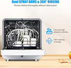 M optimized Portable Dishwasher Countertop, 6 Washing Programs Tabletop Dishwasher with 5L Built-In Water Tank, Air-Dry Function, LED Display & Touch Control, Dual Spray Rinsing