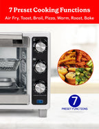 Betty Crocker Air Fryer Convection Toaster Oven, Multifunction 6-Slice Toaster and Air Fryer Oven, 0.8 Cu. Ft. 6 Slice Capacity AirFryer Toaster Oven Combo, 7 Function Convection Oven, Silver