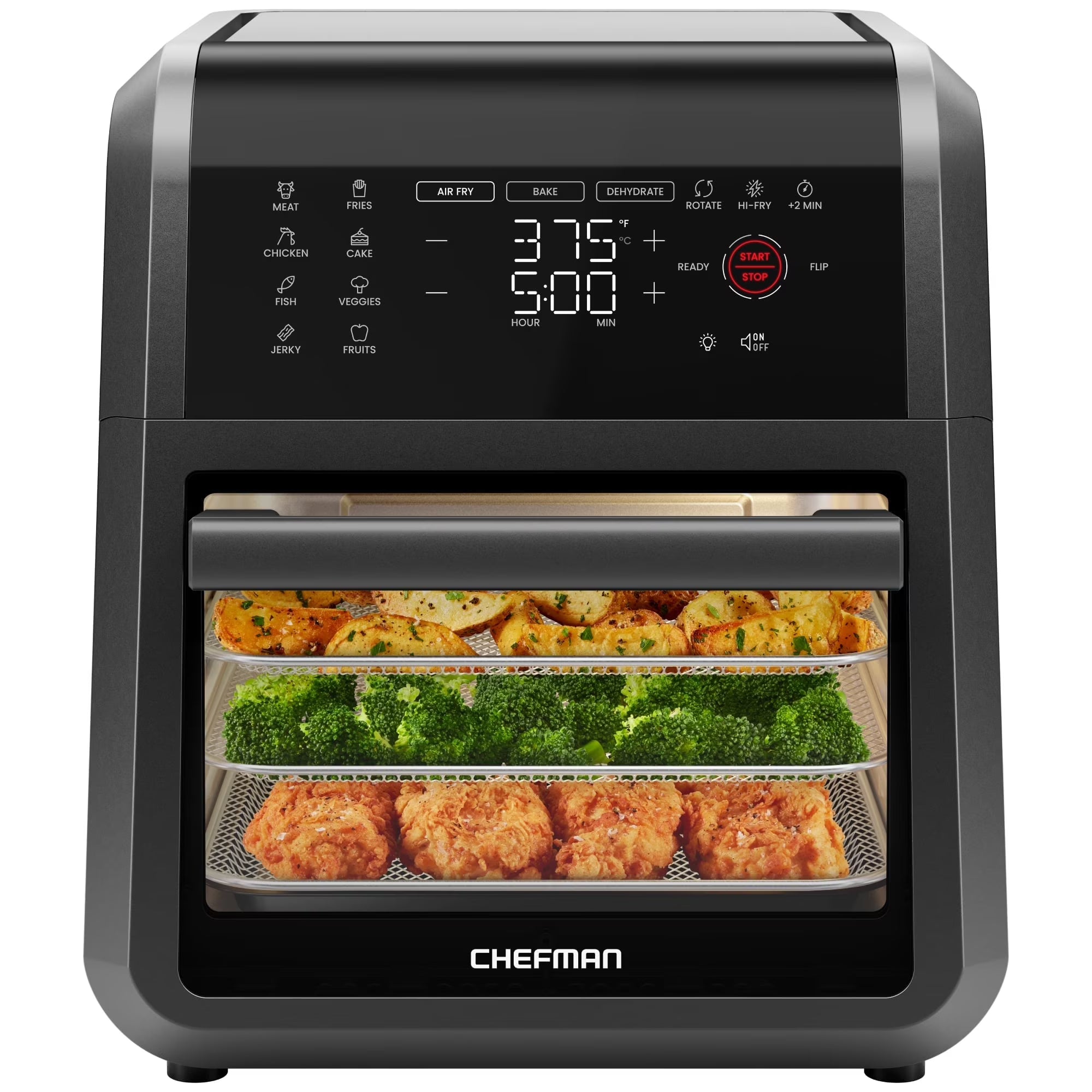 Chefman Multifunctional Digital 10 Qt. Air Fryer+ Rotisserie, Fry, Roast & Bake, 17 Presets - Black