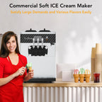 Entcook 3 Flavors Commercial Ice Cream Maker, 5.8-8 Gal/H Countertop Soft Serve Ice Cream Yogurt Machine with LCD Display