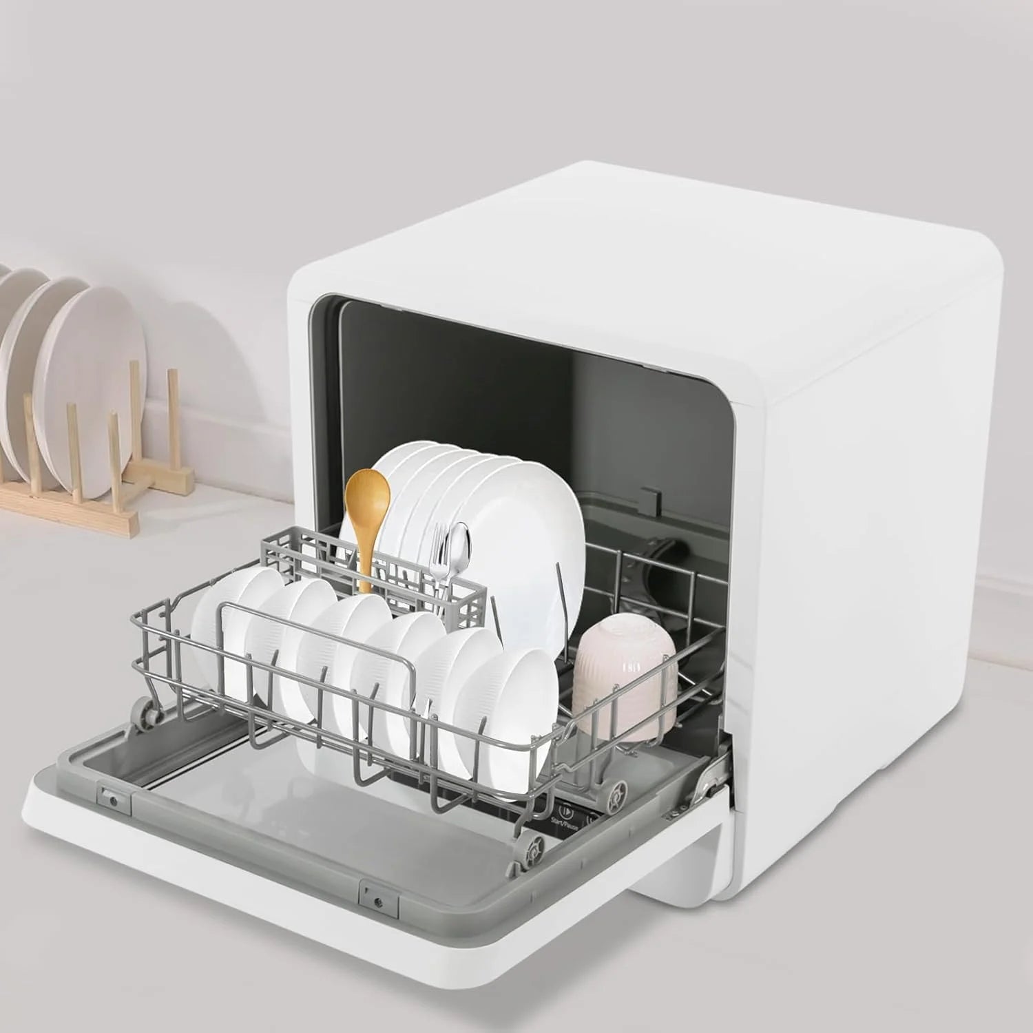 Countertop Dishwasher Compact Dishwasher, Mini Dishwasher with 4.8L Built-in Water Tank 110V Portable Dishwasher 5 Washing Programs 360�� Dual Spray Mini Dishwasher for Apartments RVs 590W