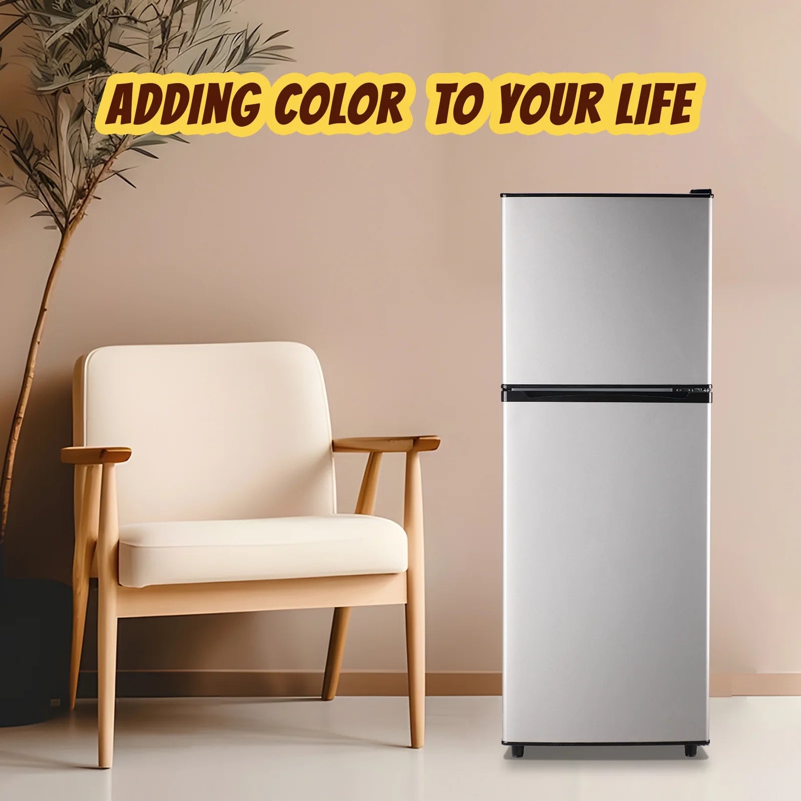 Tacool Small Mini Fridge with Top Freezer Compact Refrigerator Dual Door with Adjustable Thermostat Black for Home New