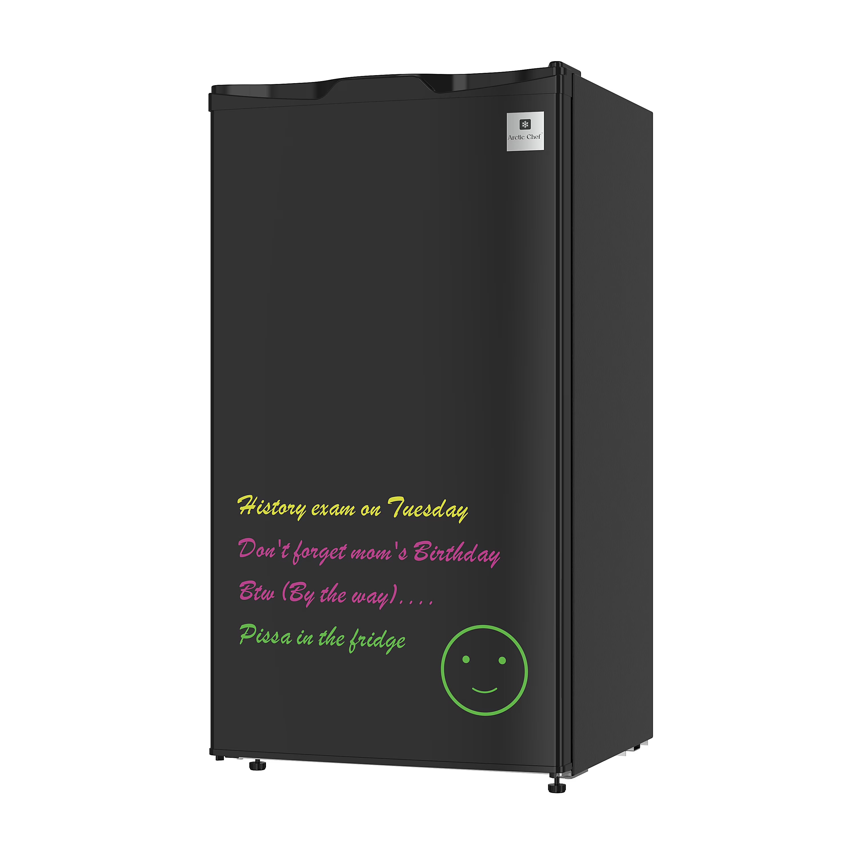 Arctic Chef 3.2 Cu. ft. Compact Refrigerator with Eraser Board Door, RFR326, Black