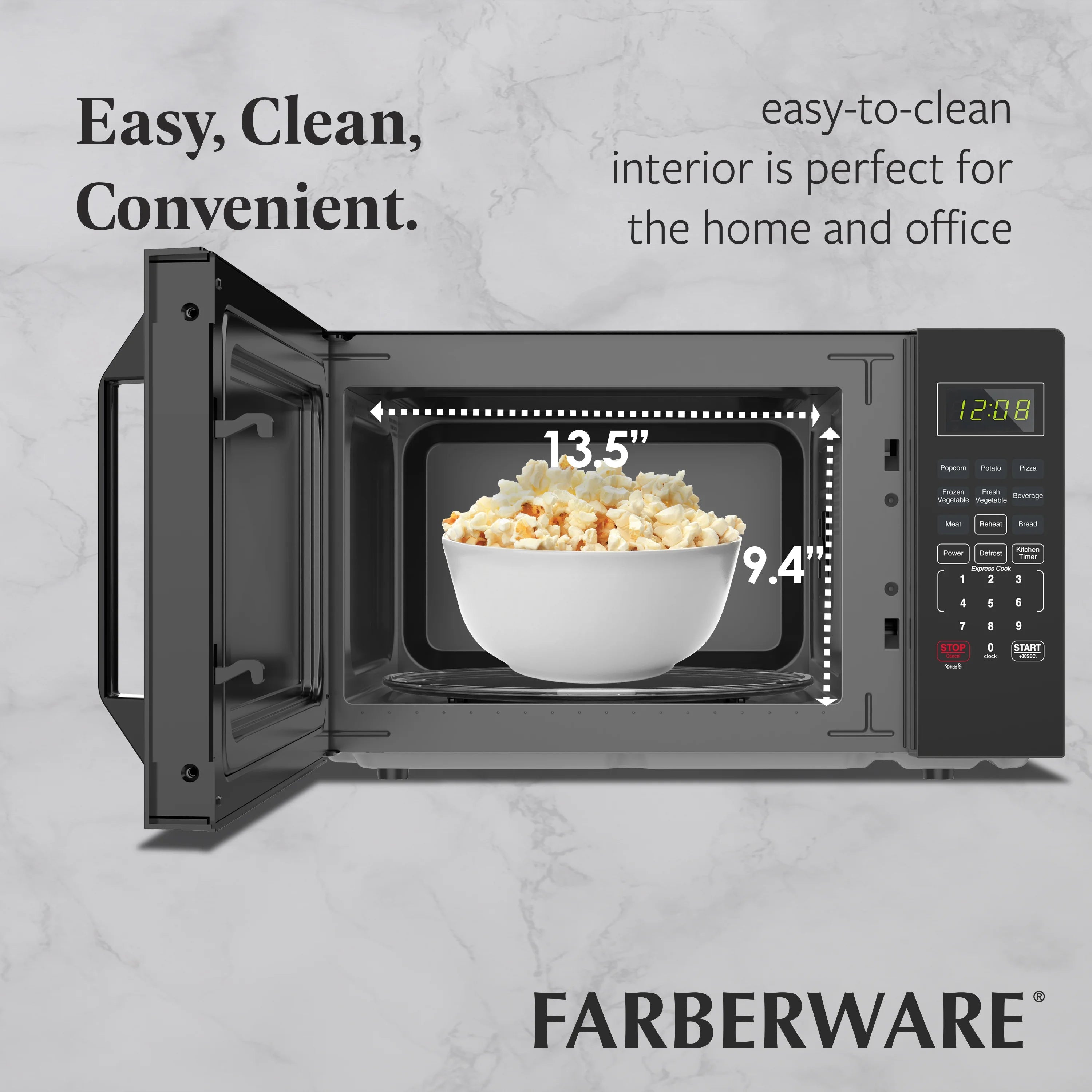 Farberware 1.1 Cu. Ft. 1000-Watt Compact Microwave Oven, Black