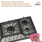 CASAINC 30" Recessed Natural Gas Cooktop with 5 Burners and Liquid Propane Conversion Kit, Stainless Steel