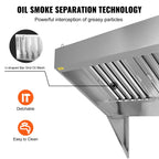 BENTISM Commercial Exhaust Hood 4ft Food Truck Hood Exhaust 201 Stainless Steel