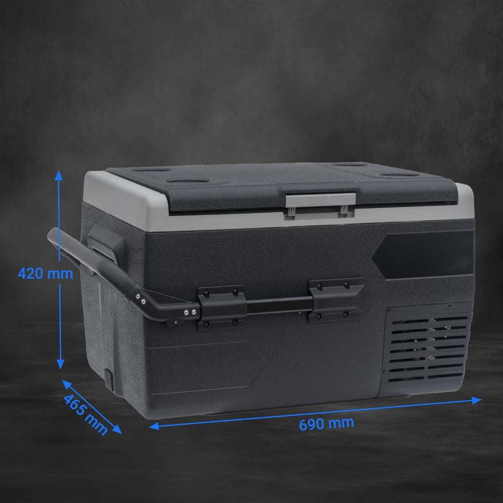 SMAD 12V/24V Car Fridge 50L Camping Mini Fridge Freezer, Quiet Electric Compressor Cool Box, Black