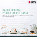 Haden 12 Cup Coffee Maker with 2 Slice Stainless Steel Bread Toaster, White
