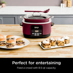 Ninja Foodi Possible Cooker, 8.5 Quart, 6-in-1 Multi-Cooker, Slow Cooker, Steamer, Glass Lid Integrated Cooking Utensil, Nonstick, Oven Safe Pot to 500°F, Cherry Tarte, MC1000WM