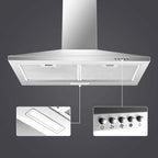 Range Hood 30 inch Wall Mounted Range Hood in Stainless Steel Convertible Stove Vent Hood 3 Speed
