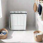 Dimedeal Portable 18lbs Twin Tub Mini Washing Machine, 11lbs Washer & 7lbs Spinner with Drying Rack & Hangers