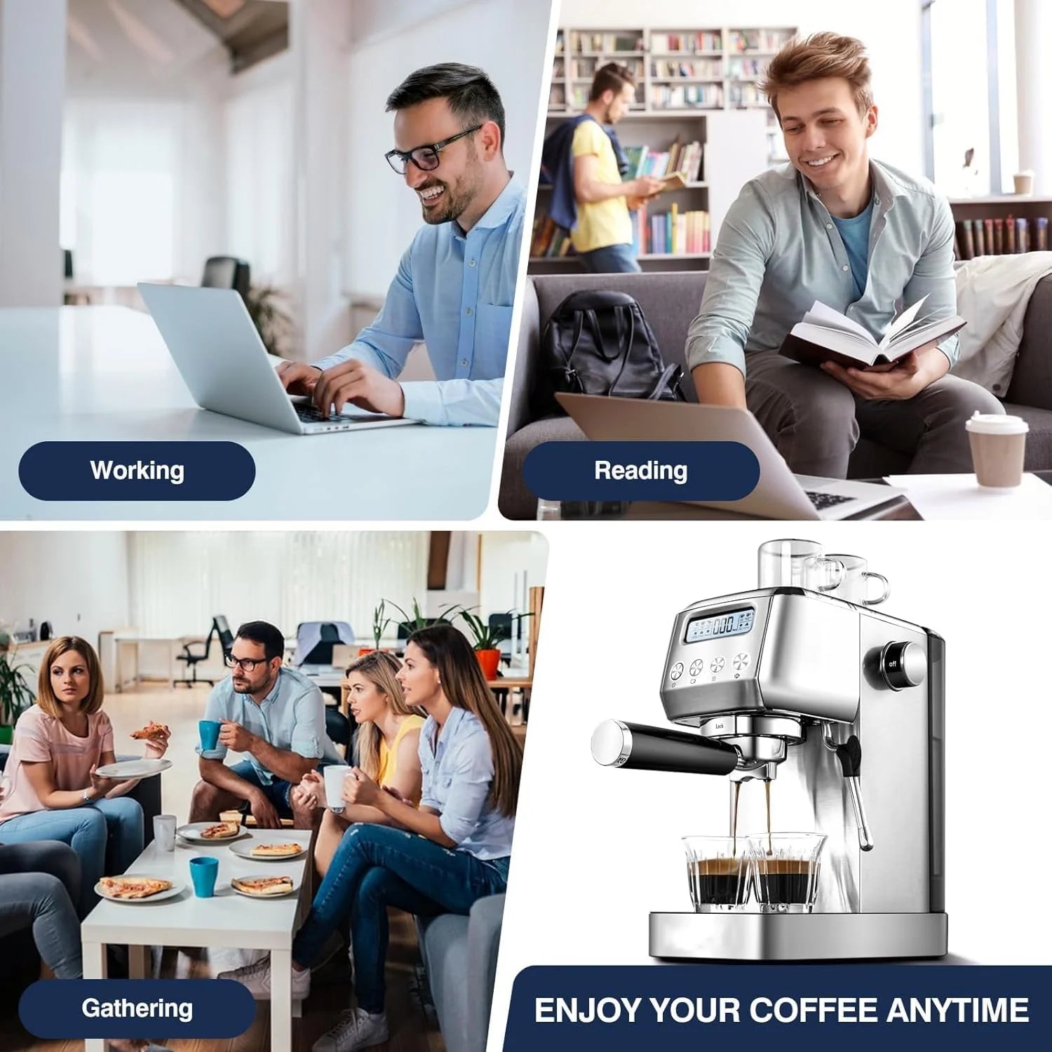 Sunmaki 20 Bar Espresso Machine, Compact Cappuccino Machines for Home Gifts, Stainless Steel