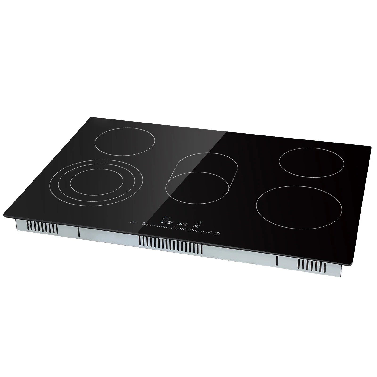 KFFKFF 8600W Electric Ceramic Cooktop, 30" 5 Burners Built-in Countertop Burners Cooker Touch Control, Overheat Protection, Child Lock, 9 Power Levels, 220-240V (NO Plug)