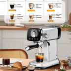 20 Bar Espresso Machine with Milk Frother, Single & Double Shot, ESE Pod Compatible, Removable Water Tank for Cappuccino, Latte, & Machiato for Home Barista