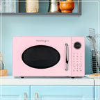 Nostalgia Retro Microwave Oven - 1.1 Cu Ft & 1000-Watt Countertop Size with Glass Turntable, Child Safety Lock, 8 Auto-Cook Programs & Digital Clock - Black