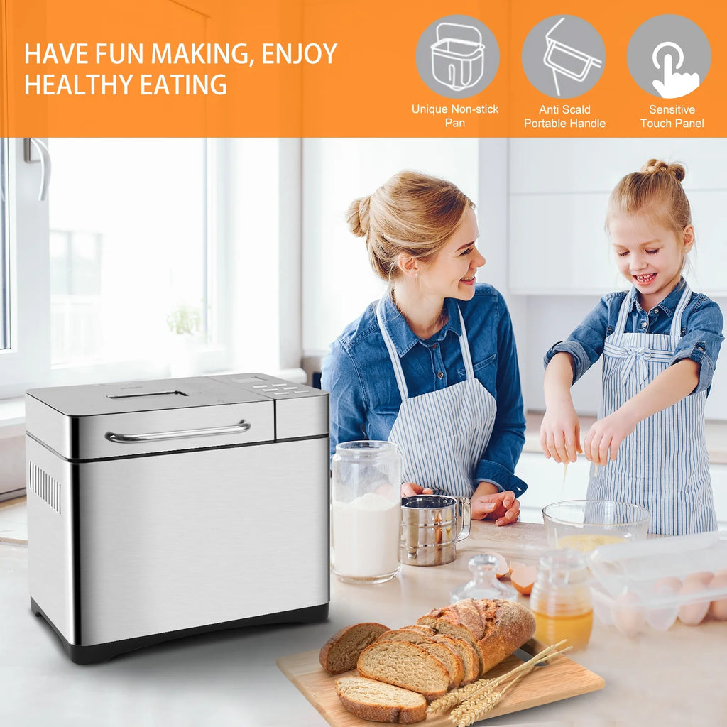 KBS 19-in-1 2LB Bread Maker Machine Fully Automatic LCD Display .Stainless Steel Model# 013