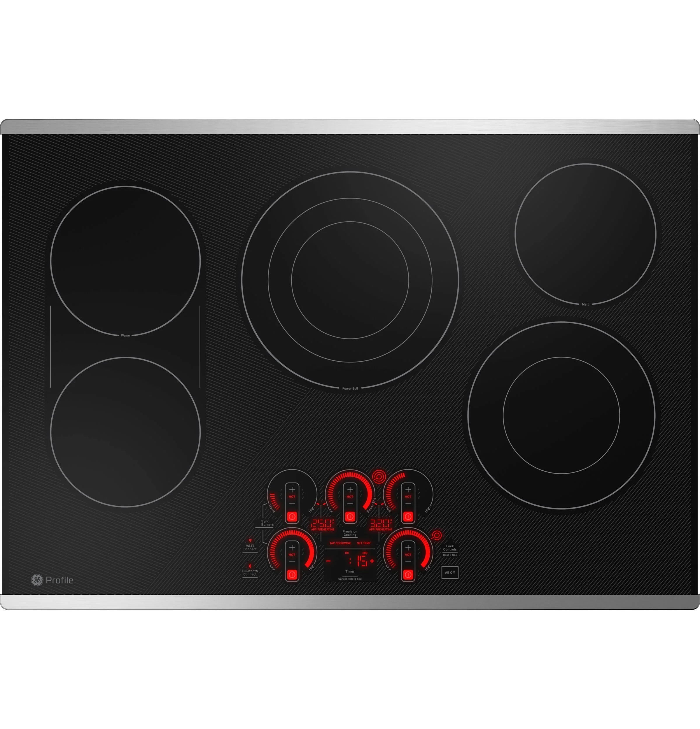 Ge Profile Pep9030st 30" Wide 5 Burner Electric Cooktop - Stainless Steel