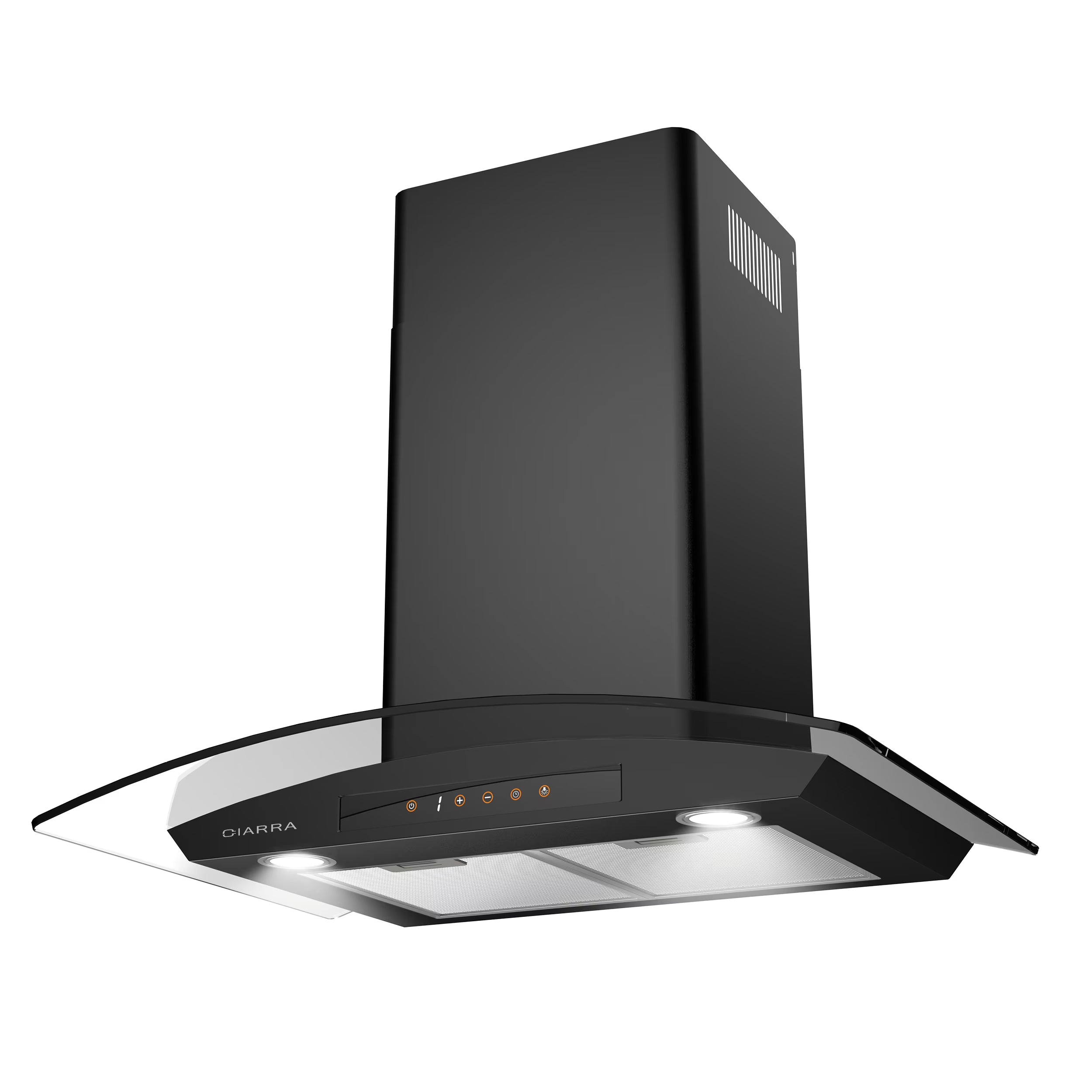 CIARRA Wall Mount Range Hood 30 inch with Tempered Glass 450 CFM Kitchen Vent Hood Ductless Ducted Convertible CAS50275