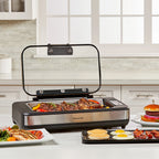 Open Box Power XL Smokeless Grill Elite Plus Indoor Electric Grill with Tempered Glass Lid, Non-Stick, Black