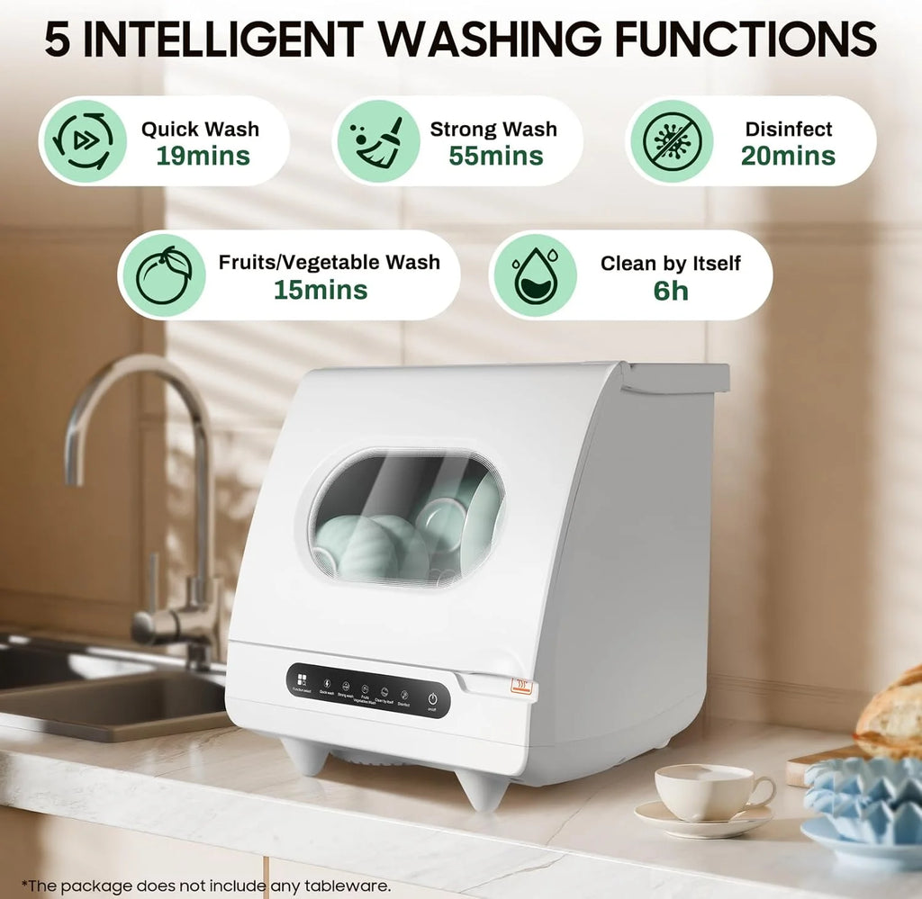 110v Portable Countertop Dishwasher,Home Apartment Tabletop Compact Dishwasher With Inlet & Drainage Pipe,Mini Countertop Dishwasher,Clear Window,For Cleaning Utensils At Home After Dining.