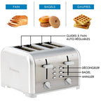 Kenmore 4-Slice White Stainless Steel Toaster, Dual Controls, Wide Slot