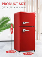 GGTB 3.0 Cu.ft Two Door Small Refrigerator with Freezer, Compact Retro Mini Refrigerator for Dorm, Office, Bar, RV, Bedroom, Red