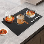 4 Burners Electric Cooktop, Knob Control Built-in Ceramic Cooktop, 23" Radiant Electric Cooktop Stovetop with Timer, 5 Heating Level, 3400W, 110V, Hard Wire
