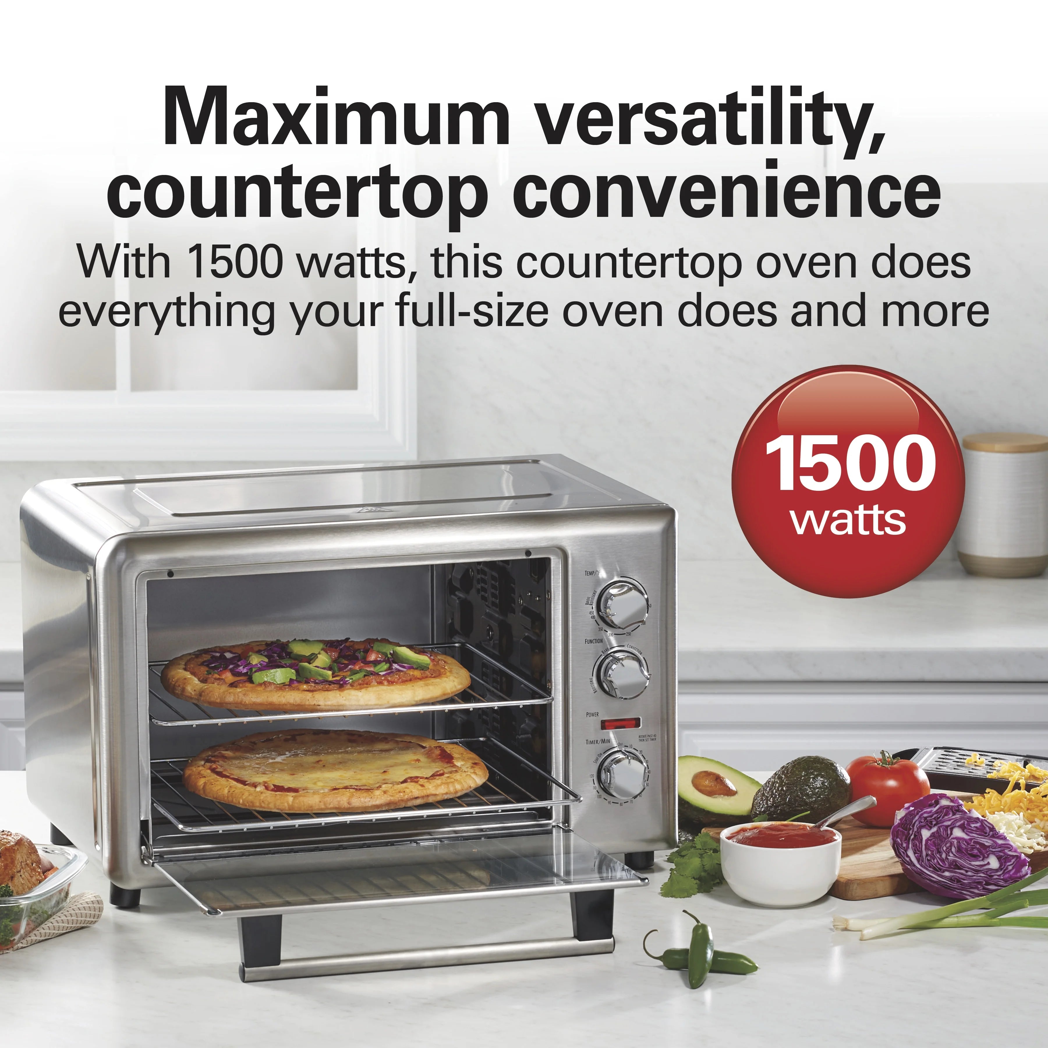Hamilton Beach Countertop Toaster Oven with Convection & Rotisserie, Extra Large Capacity, Black