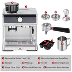 COZONY Espresso Machine 15 Bar, 2.5 L Water Tank, Semi Automatic Coffee Maker with Grinder, Milk Frother/Steam Wand, Italian Pump, All-in-One Espresso Machine, Stainless Steel, Silver