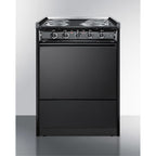 24" wide slide-in style electric coil range in black