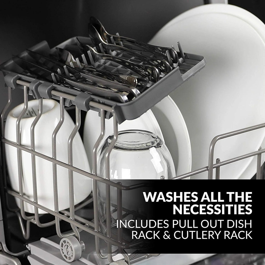 Farberware Portable Dishwasher with Built-In Water Tank with Baby Care and Fruit Wash Settings in White w/ 6-Place Setting Capacity, FDW05ASBWHA