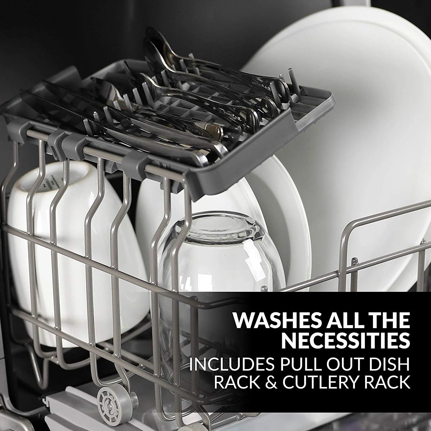Farberware Portable Dishwasher with Built-In Water Tank with Baby Care and Fruit Wash Settings in White w/ 6-Place Setting Capacity, FDW05ASBWHA