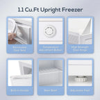 KNDKO Upright Freezer, 1.2cu.ft Mini Freezer with Adjustable Thermostat & Removable Shelves, Stand Up Freezer for Home/Office/Dorm, White