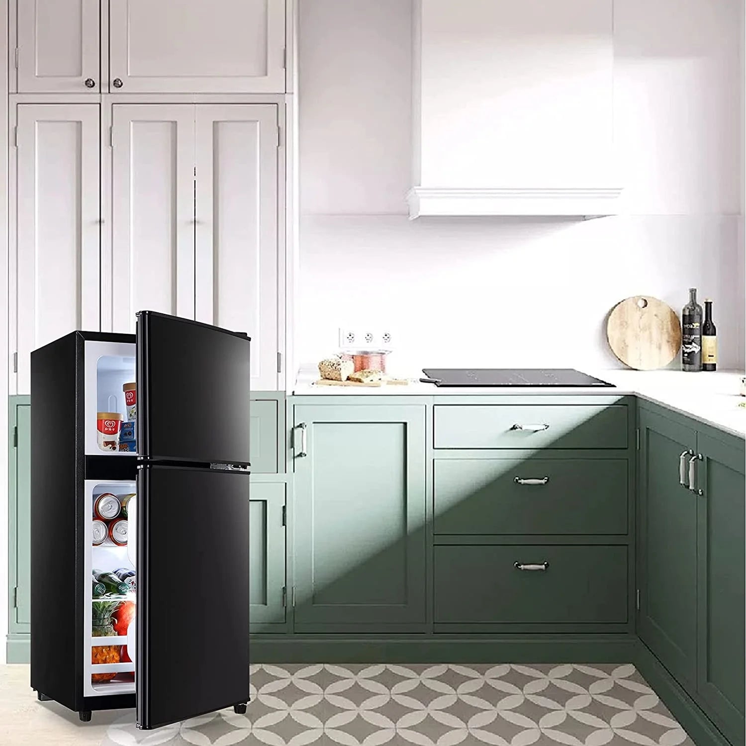 GGTB 3.0 Cu.ft Two Door Small Refrigerator with Freezer, Compact Retro Mini Refrigerator for Dorm, Office, Bar, RV, Bedroom, Red