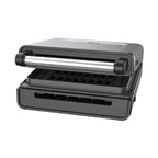 Open Box George Foreman 4�C6 Serving Electric Indoor Grill, Contact Smokeless Grilling with Removable Plates and Drip Tray, Stainless Steel Housing