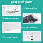 Koolatron 3.5 cu ft Compact Chest Freezer 99L White Manual Defrost Deep Freeze Storage Basket Space-Saving Flat Back