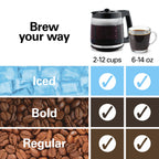 Hamilton Beach 2-Way Programmable Iced/Hot Coffee Maker, Single-Serve and 12 Cup Glass Carafe, 47501J