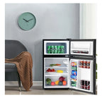 3.2 cu ft Compact Refrigerator - Stainless Steel Mini Fridge with Freezer, Adjustable Thermostat, and Can Dispenser - Ideal for Dorms, Apartments, Wet Bars
