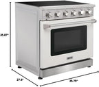 KOSTCH 36 inch Electric Range, 5-Burner Cooktop with 6.0 cu ft Convection Oven, Glass Top, in Stainless Steel