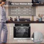 AMZCHEF Single Wall Oven 24" Built-in Electric Ovens