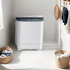 Dimedeal Portable 18lbs Twin Tub Mini Washing Machine, 11lbs Washer & 7lbs Spinner with Drying Rack & Hangers