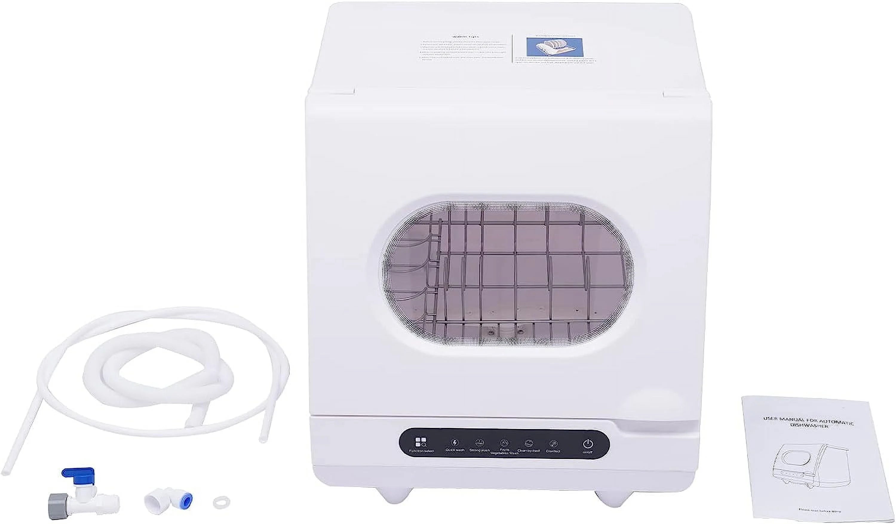 Mini Dishwasher, 5 Washing Programs Portable Dishwasher 1200W RV Dishwasher Countertop Built-In Water Tank 360°Dual Spray Compact Dishwasher for RV Apartments, Camping
