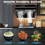 Joeaonz 30-Inch Wall Mount Range Hood, Stainless Steel, 3-Speed Exhaust with Baffle Filter