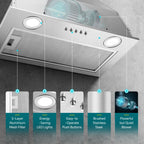JOEAONZ Range Hood Insert 20 Inch Stainless Kitchen Vent with LED Light Exhaust Fan Button Control