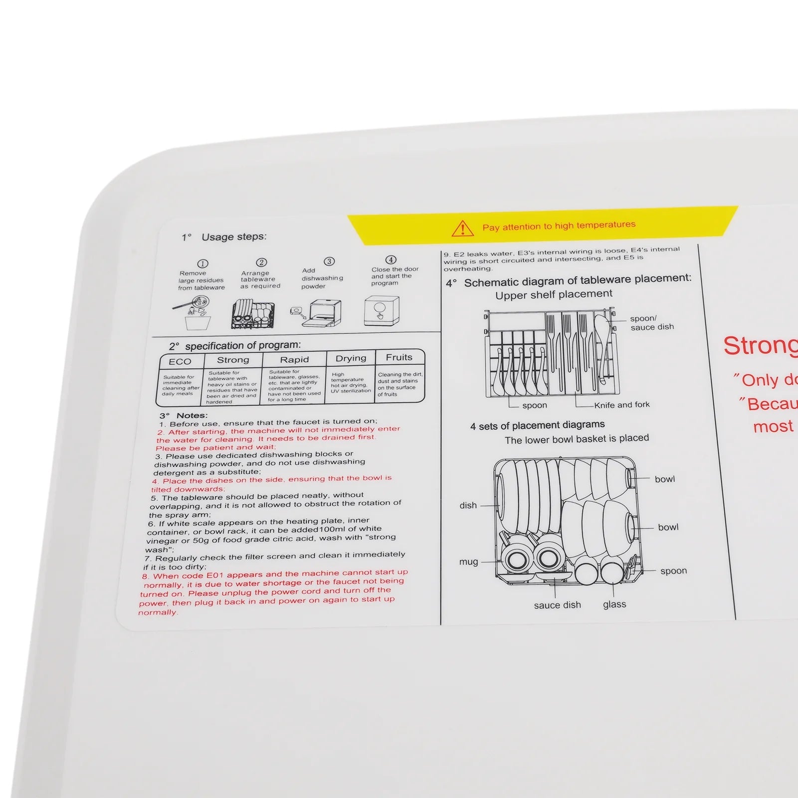 6.8L/1.8 Gallon Rectangular White Portable Mini Dishwasher Countertop Dishwasher, Household Mini Dishwasher