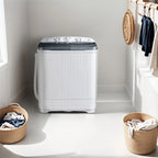 Dimedeal Portable 18lbs Twin Tub Mini Washing Machine, 11lbs Washer & 7lbs Spinner with Drying Rack & Hangers